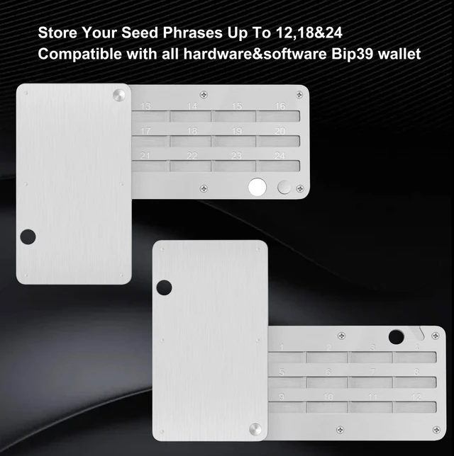 Alt view image 4 of 6 - Crypto Steel Seed Storage, Bitcoin Wallet Cryptocurrency Seed Backup, Cold Hardware Wallet Seed Phrase, Supports up to 24 words