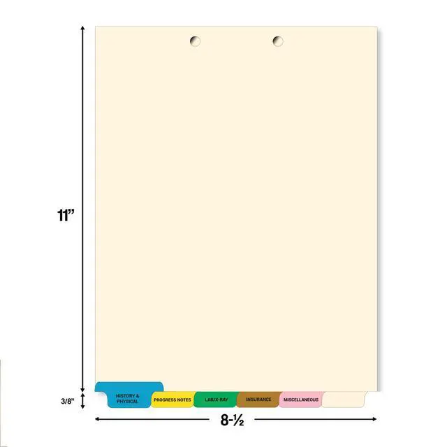 Alt view image 5 of 6 - Stock Medical Chart Dividers, 130 Sets of 6 Popular Healthcare Index Tabs, Bottom Tab, 8-1/2" x 11-3/8", File Folder Organizer for Nursing Patient Charts & Medical Records