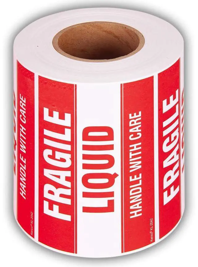 Main image of 3" X 5" Fragile Liquid Handle with Care Warning Stickers for Shipping and Packing - 500 Adhesive Labels Per Roll (10 Pack)