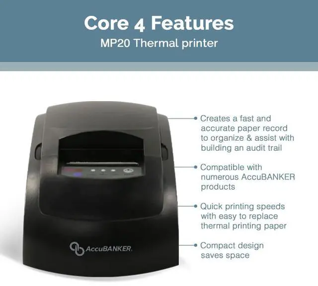 Alt view image 4 of 6 - AccuBANKER MP20-75 Thermal Printer for AB7500 Bill Counter - Prints Reports of Verified Bills, Quick and Easy to Use, Compact Design, Quick Printing Speed, Low Noise Level (AB7500 Compatibility)