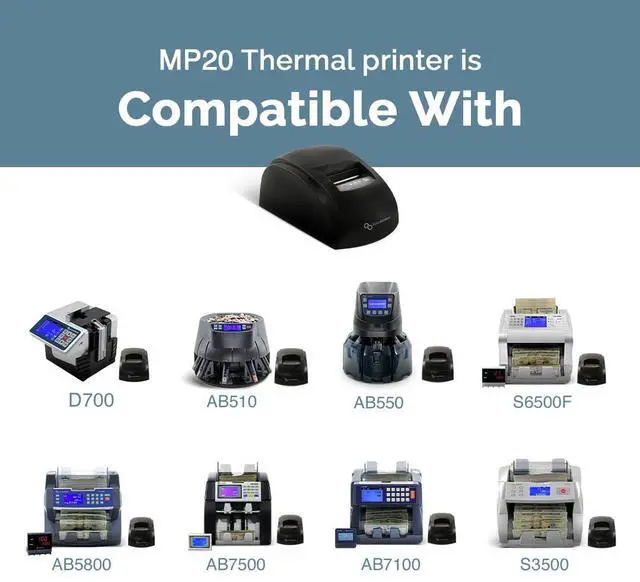 Alt view image 6 of 6 - AccuBANKER MP20-75 Thermal Printer for AB7500 Bill Counter - Prints Reports of Verified Bills, Quick and Easy to Use, Compact Design, Quick Printing Speed, Low Noise Level (AB7500 Compatibility)