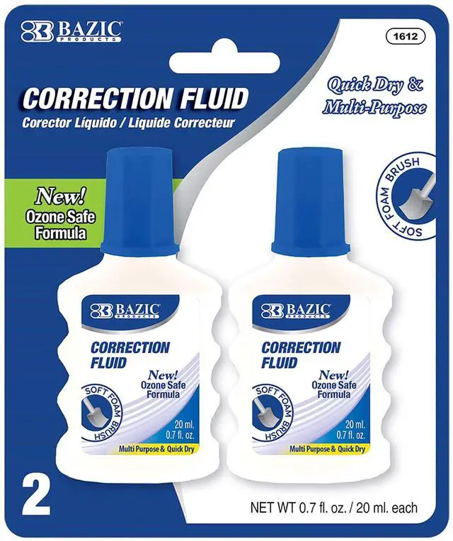 Main image of Correction Fluid w/, Fast-Dry White, 20mL, 144-Case | correction fluid bottles, 20 mL each, foam brush applicator, Fast-dry opaque white for clean edits