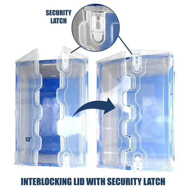 Alt view image 6 of 6 - Folding Plastic Storage Crate, Collapsible Utility Distribution Container with Attached Lid, 23x15x13 Inches, 65L Liter Capacity, Clear (SET OF 3)