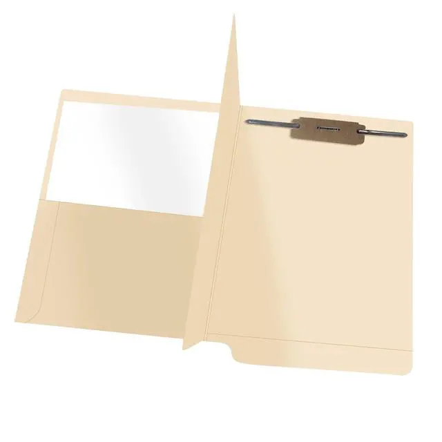 Alt view image 2 of 6 - Classification File Folders with Pocket, One Installed Divider, Reinforced End Tab Pocket Folder, Two 2 Bonded Fastener on Inside Right of Both Sides, 11 pt Manila Stock, Box of 50
