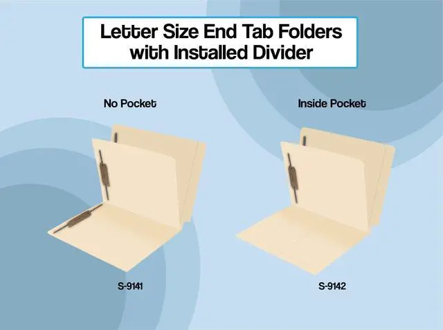 Alt view image 4 of 6 - Classification File Folders with Pocket, One Installed Divider, Reinforced End Tab Pocket Folder, Two 2 Bonded Fastener on Inside Right of Both Sides, 11 pt Manila Stock, Box of 50
