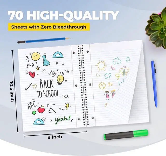 Alt view image 2 of 6 - Spiral Notebook 96 Pack of 48 Bright & 48 Pastel Colors, 1 Subject, Wide Ruled, Notebooks for School - 8X10.5 Inch - 70 Sheets (96 Pack)