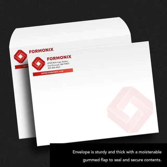 Alt view image 2 of 6 - Customize Your 9" x 12" Booklet Envelopes - Upload Your Full Color Logo and Return Address Custom Professionally Printed Bright White Wove Envelopes Thick and Sturdy (250)