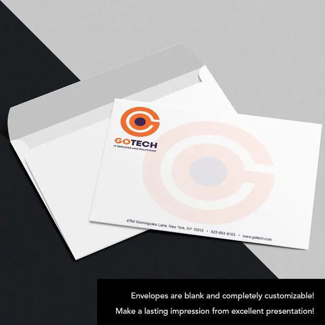 Alt view image 3 of 6 - Customize Your 9" x 12" Booklet Envelopes - Upload Your Full Color Logo and Return Address Custom Professionally Printed Bright White Wove Envelopes Thick and Sturdy (250)