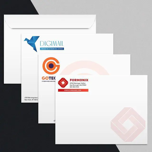 Alt view image 5 of 6 - Customize Your 9" x 12" Booklet Envelopes - Upload Your Full Color Logo and Return Address Custom Professionally Printed Bright White Wove Envelopes Thick and Sturdy (250)
