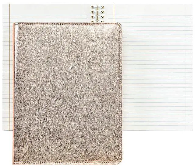 Main image of Spiral Journal 9in Metallic Rose-Gold Fine Leather by - 7x9 Quality Leather - Made in USA