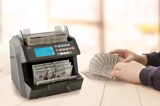 Alt view image 4 of 6 - 1,500 Bills per Minute High Speed Money Counting Machine, with Add and Batch Mode, UV, MG, IR Counterfeit Bill Detector & Value Counting (RBC-EG100)