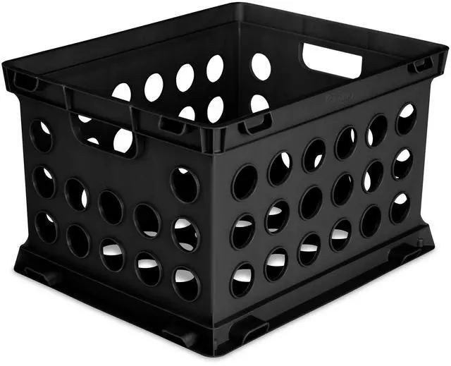 Main image of Stackable Sturdy Storage Crate Organizer Bins with Handles for File and Document Organization for Homes, Offices, and Work Areas, Black, 18-Pack