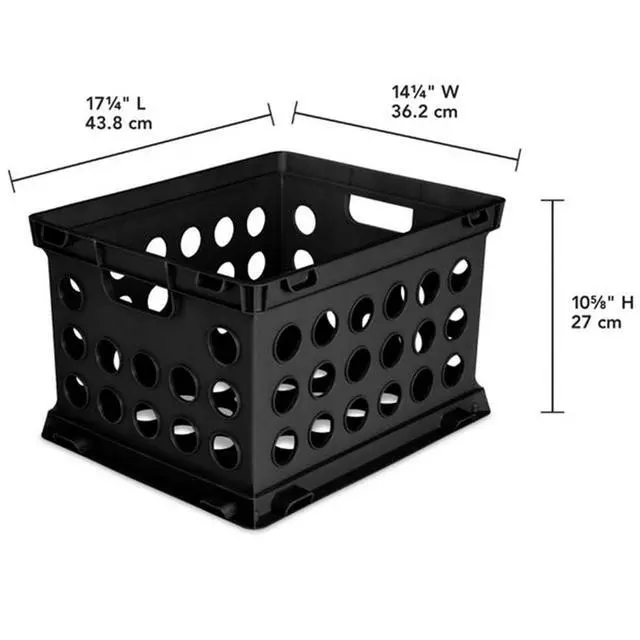 Alt view image 2 of 6 - Stackable Sturdy Storage Crate Organizer Bins with Handles for File and Document Organization for Homes, Offices, and Work Areas, Black, 18-Pack