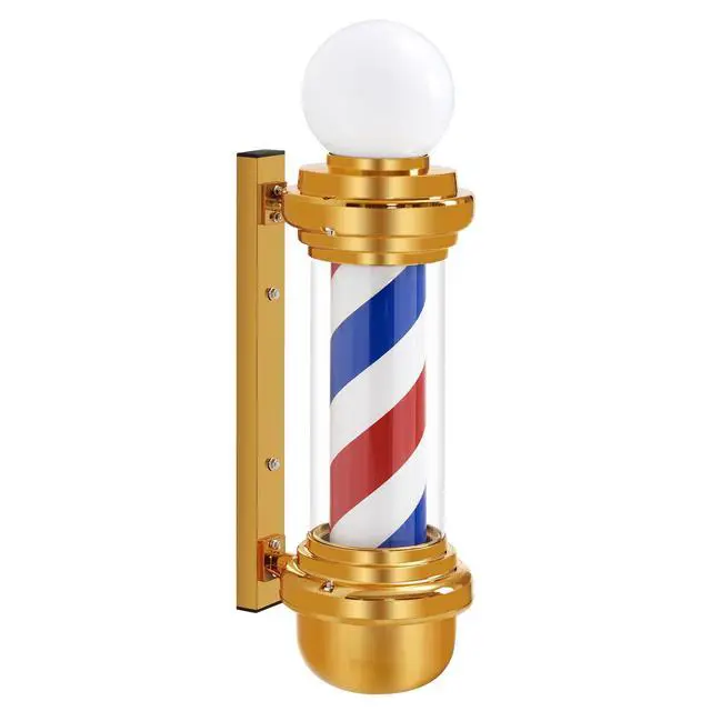 Main image of Barber Pole with LED Light for Hairdressing,Salon Spa Stripes Rotating lamp,Wall Mount Barber Outside Pole,Classic Barbershop Open Sign, 71"(L) x 10.2"(W) x 26.7"(H) L018 (Golden)