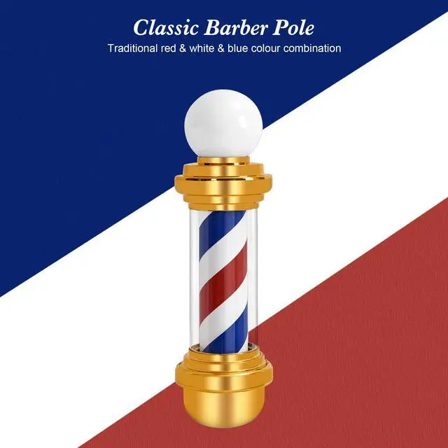 Alt view image 2 of 6 - Barber Pole with LED Light for Hairdressing,Salon Spa Stripes Rotating lamp,Wall Mount Barber Outside Pole,Classic Barbershop Open Sign, 71"(L) x 10.2"(W) x 26.7"(H) L018 (Golden)
