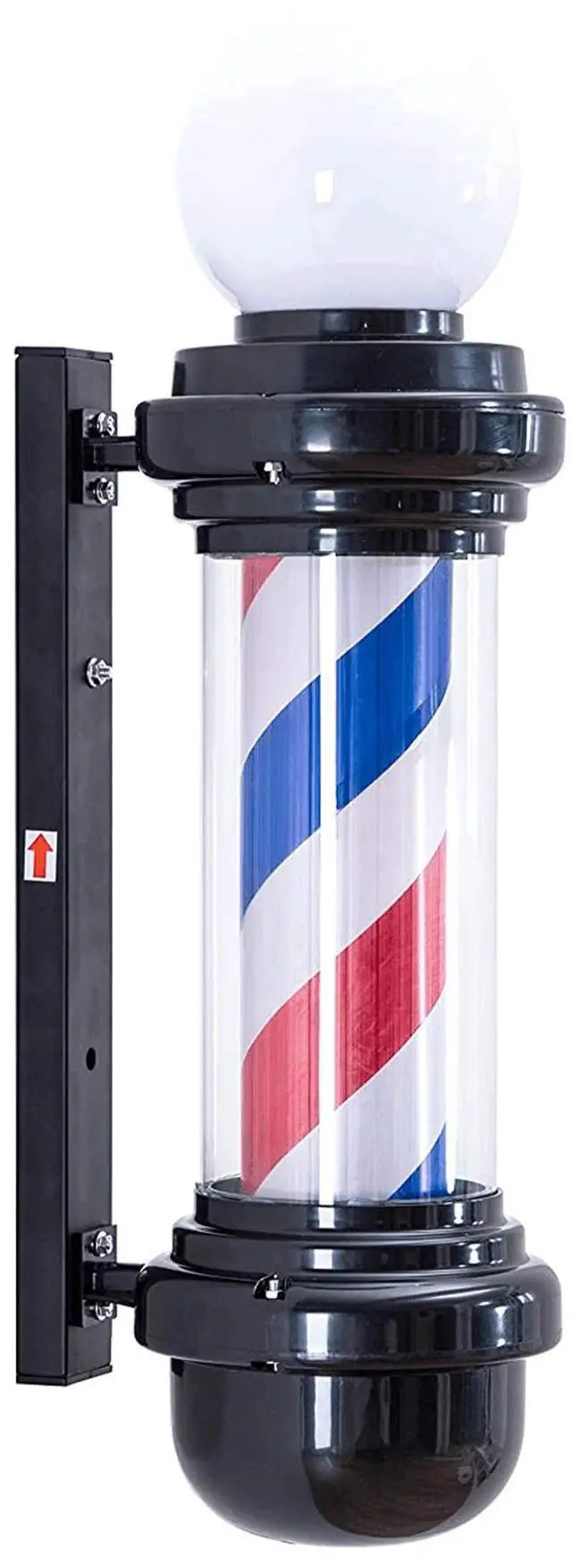 Main image of Barber Pole Rotating LED Strips Light Metal Hair Salon Sign L018 (Blue & Red & White)