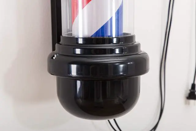 Alt view image 5 of 6 - Barber Pole Rotating LED Strips Light Metal Hair Salon Sign L018 (Blue & Red & White)