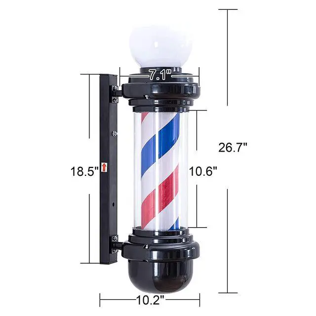 Alt view image 6 of 6 - Barber Pole Rotating LED Strips Light Metal Hair Salon Sign L018 (Blue & Red & White)