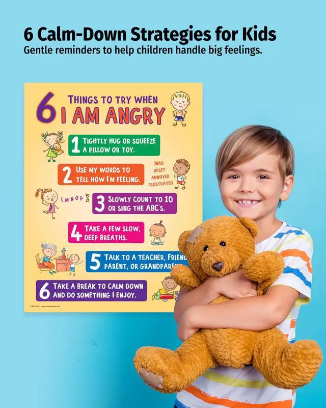 Alt view image 4 of 6 - 6 Anger Control Strategies Posters (20-Pack) Calm Down and Manage Emotions for Toddlers Classroom Behavior Management for Preschool, Daycare, and Homeschool Made in USA