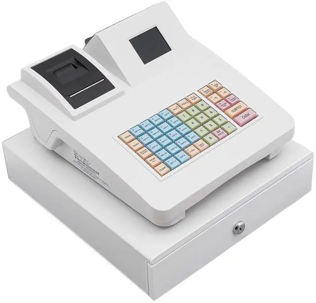 Main image of Electronic Cash Register,Commercial Cash Register with 8-Digit LED Customer Display, Thermal Printer, Cash Drawer,RS232 & USB Ports for Retail, Convenience Store (White)