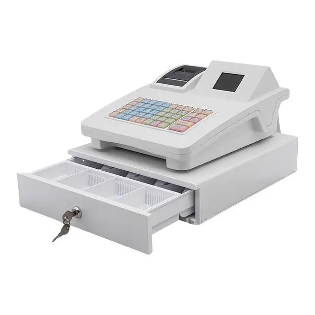 Alt view image 6 of 6 - Electronic Cash Register,Commercial Cash Register with 8-Digit LED Customer Display, Thermal Printer, Cash Drawer,RS232 & USB Ports for Retail, Convenience Store (White)