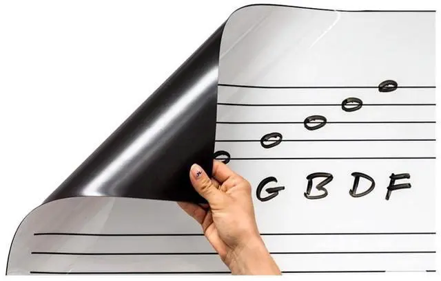 Main image of 45.25" T x 45.25" W Rockin' Roll Up Dry Erase Music Staff Magnets by for Classrooms, Music Rooms, Teaching, Composing