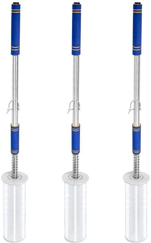 Main image of 3 Pack Stretch Wrap Dispenser with 50" Long Handle - Heavy Duty Pallet Wrap Tool & Stretch Film Pole - Fits 2"-3" Cores & 6"-20" Film Rolls, 10 ft High Reach for Warehouse Moving & Shipping