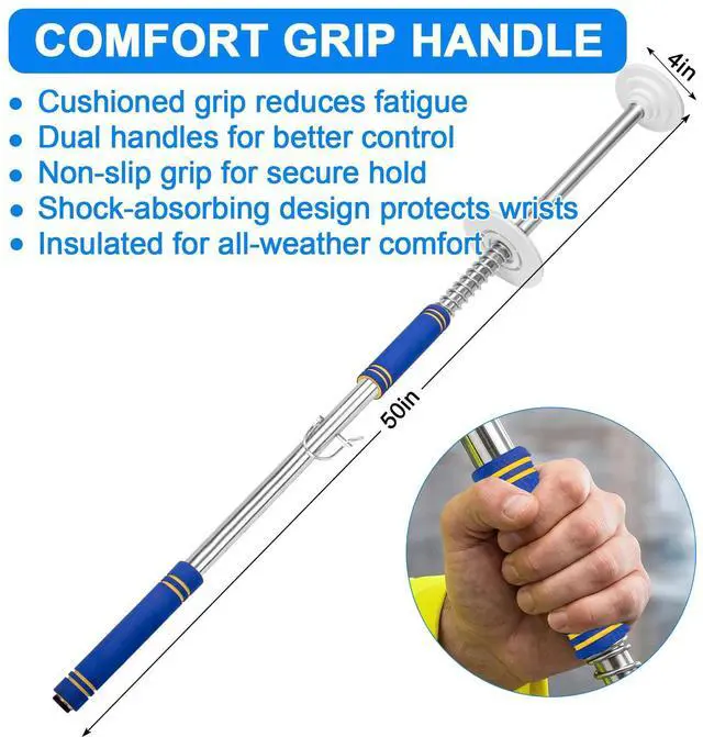 Alt view image 6 of 6 - 3 Pack Stretch Wrap Dispenser with 50" Long Handle - Heavy Duty Pallet Wrap Tool & Stretch Film Pole - Fits 2"-3" Cores & 6"-20" Film Rolls, 10 ft High Reach for Warehouse Moving & Shipping