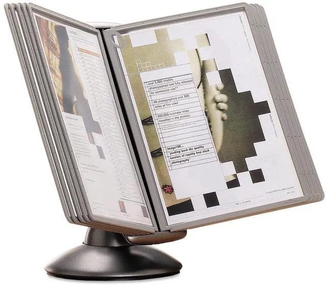 Main image of SHERPA Motion Desk Reference System - 10 Panels with Gray Borders - Desk Reference Organizer