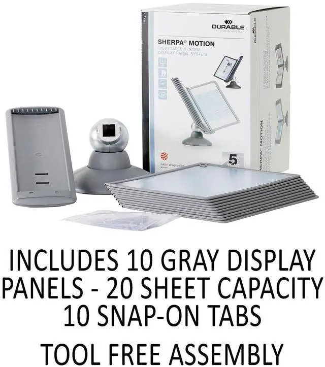 Alt view image 3 of 6 - SHERPA Motion Desk Reference System - 10 Panels with Gray Borders - Desk Reference Organizer