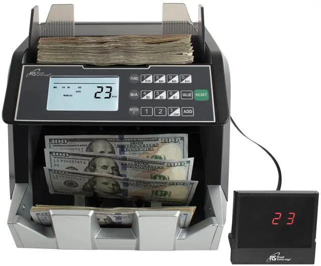 Main image of USD Money Counter with Add and Batch Mode, Value Counting and UV/MG/IR Counterfeit Bill Detection for Small Business (RBC-E105-ADBK)