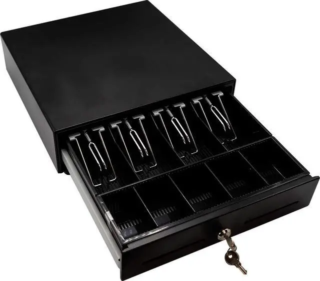 Alt view image 5 of 6 - CD3-1313 4 Bill / 5 Coin Value Series Mini Cash Drawer with 2 Media Slots and Included Cable (13" x 13") - Black