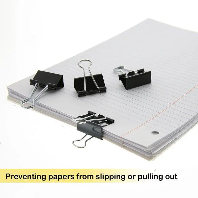 Alt view image 6 of 6 - Assorted Size Binder Clips, Black, 12 Ct, 144-Case | clamp paper stacks tight and hold without staples or folds