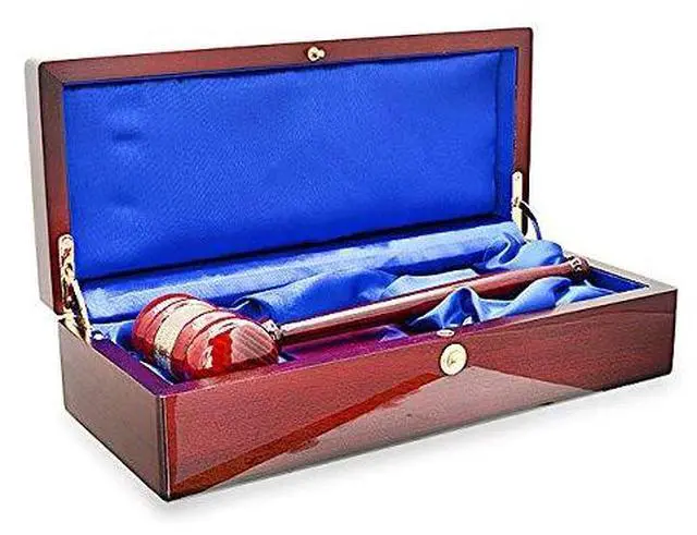 Main image of Personalized Rosewood Gavel and Block Set in Hinged Wood Box with Custom Engraving
