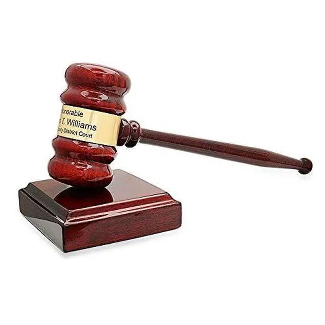 Alt view image 2 of 5 - Personalized Rosewood Gavel and Block Set in Hinged Wood Box with Custom Engraving