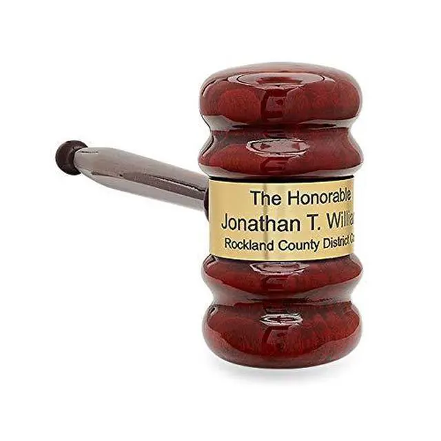 Alt view image 3 of 5 - Personalized Rosewood Gavel and Block Set in Hinged Wood Box with Custom Engraving