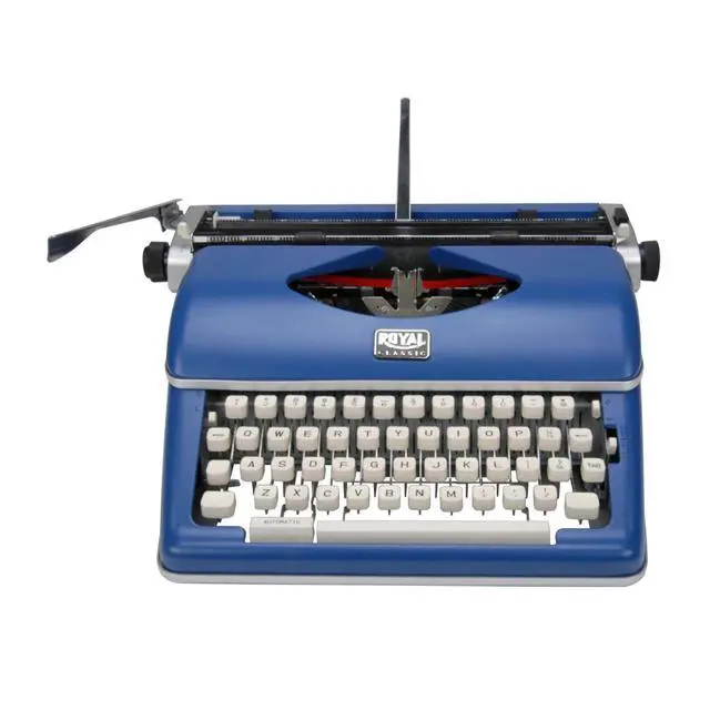 Alt view image 2 of 6 - Retro Manual Typewriter Classic Blue (2 Items) | Model 79106bk1 Classic Blue, 11 Carriage, 88 Characters, All-Metal, Includes Black and Red Nylon Ribbon, Carrying Case