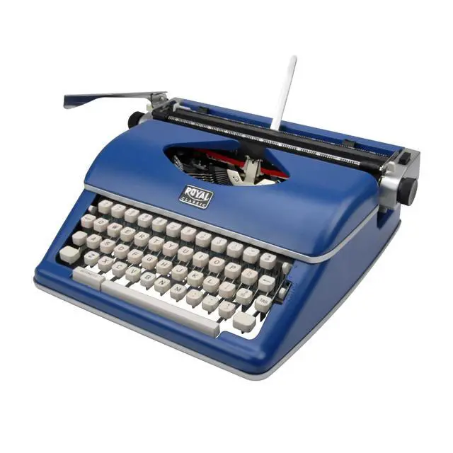 Alt view image 4 of 6 - Retro Manual Typewriter Classic Blue (2 Items) | Model 79106bk1 Classic Blue, 11 Carriage, 88 Characters, All-Metal, Includes Black and Red Nylon Ribbon, Carrying Case