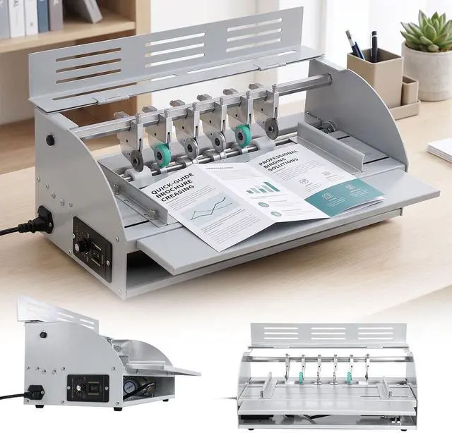 Main image of Upgrade 3-in-1 Electric Creasing Machine, Adjustable Speed 0-100r/min,110V, Business Card Cutter