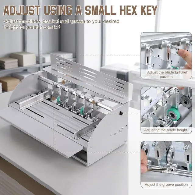 Alt view image 5 of 6 - Upgrade 3-in-1 Electric Creasing Machine, Adjustable Speed 0-100r/min,110V, Business Card Cutter