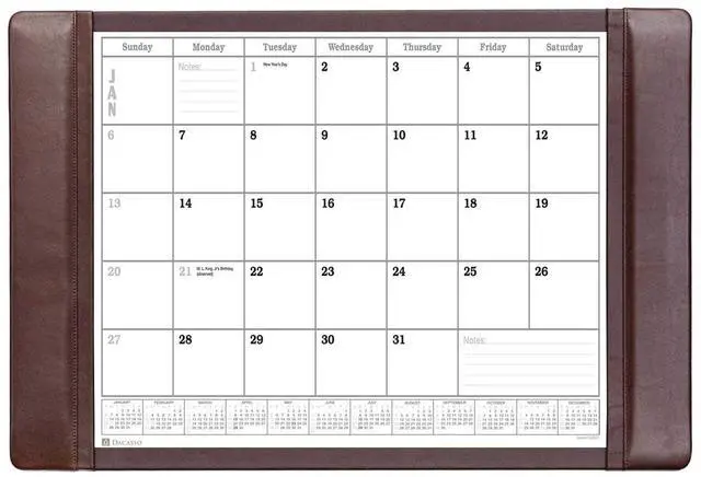 Main image of Chocolate Brown Leather Desk Pad w/Calendar, 25.5 x 17.25