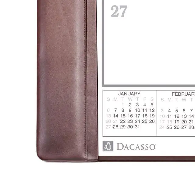 Alt view image 3 of 4 - Chocolate Brown Leather Desk Pad w/Calendar, 25.5 x 17.25