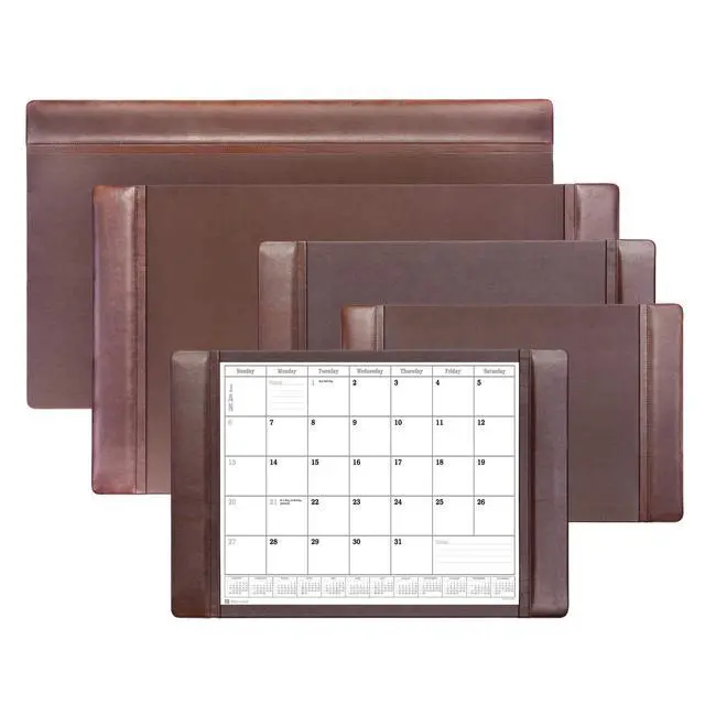 Alt view image 4 of 4 - Chocolate Brown Leather Desk Pad w/Calendar, 25.5 x 17.25