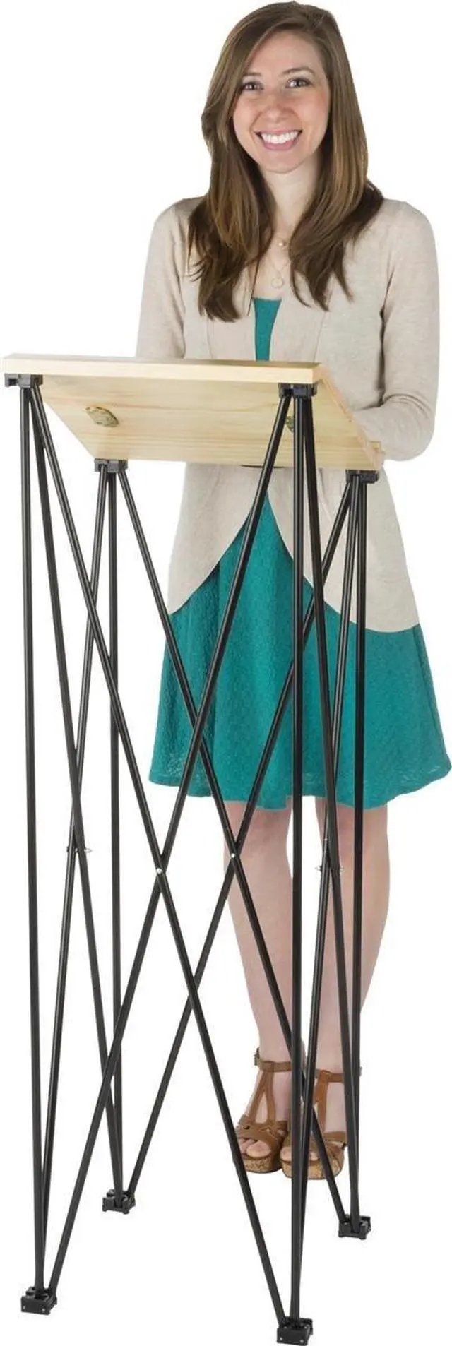 Alt view image 5 of 6 - Portable Folding Lectern, Angled Top, Carrying Bag (Birch Wood and Metal)