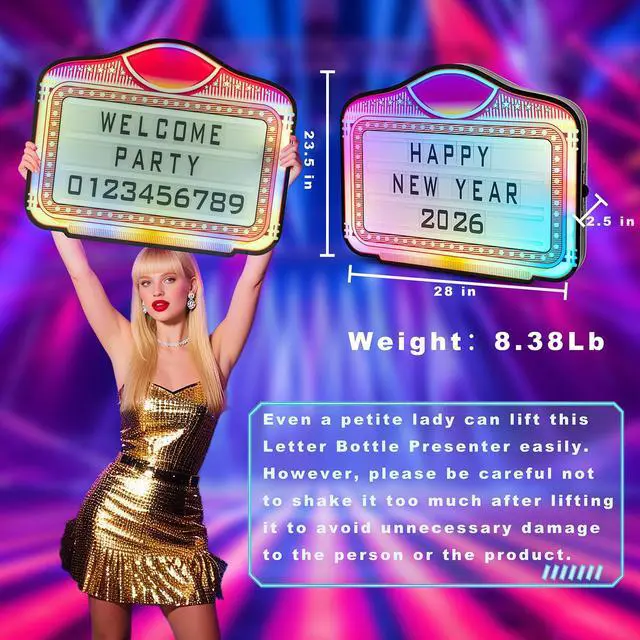 Alt view image 5 of 6 - LED Letter Bottle Presenter, VIP Bottle Service Sign, Handheld Light Box with Color Change for Nightclub, Bar, Party, Birthday & Wedding Acrylic Frame with 4 Letter Sets & 2 Number Kit