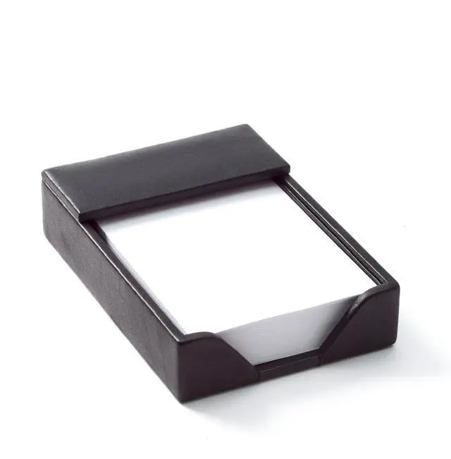 Main image of Black Onyx Classic Memo Pad Holder Leather Desk Note Holder with 210 Sheets Included, Compact Open-End Design & Microsuede Base for Home or Office Use