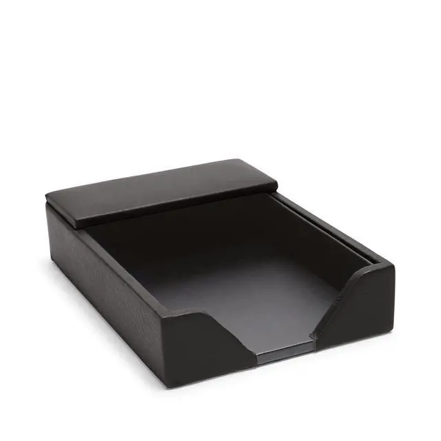 Alt view image 3 of 4 - Black Onyx Classic Memo Pad Holder Leather Desk Note Holder with 210 Sheets Included, Compact Open-End Design & Microsuede Base for Home or Office Use