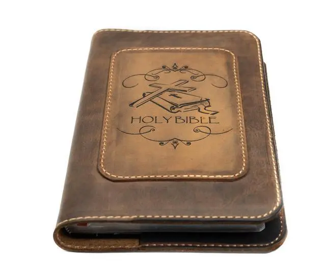 Alt view image 2 of 6 - Real Leather NIV Large Print Bible. Option to Laser Engraved Name, Personalized Gift for Wedding, Baptism, Graduation or Birthday, Birthday or whatever occasion. Handmade in the USA