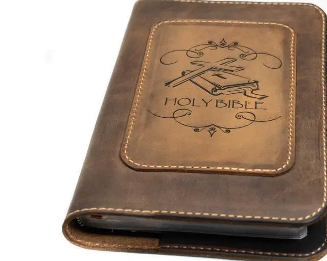 Alt view image 3 of 6 - Real Leather NIV Large Print Bible. Option to Laser Engraved Name, Personalized Gift for Wedding, Baptism, Graduation or Birthday, Birthday or whatever occasion. Handmade in the USA