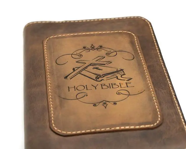 Alt view image 4 of 6 - Real Leather NIV Large Print Bible. Option to Laser Engraved Name, Personalized Gift for Wedding, Baptism, Graduation or Birthday, Birthday or whatever occasion. Handmade in the USA